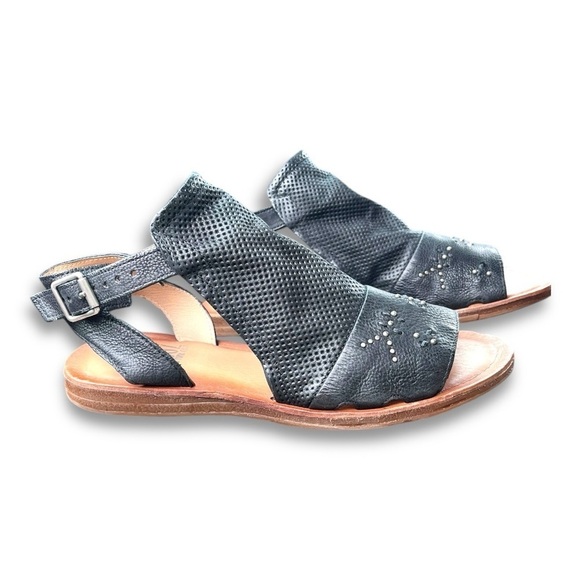 Mix Mooz Fifi Black Leather Hook & Loop Strap Sandals Womens Sz 11 NWOB - Picture 8 of 13